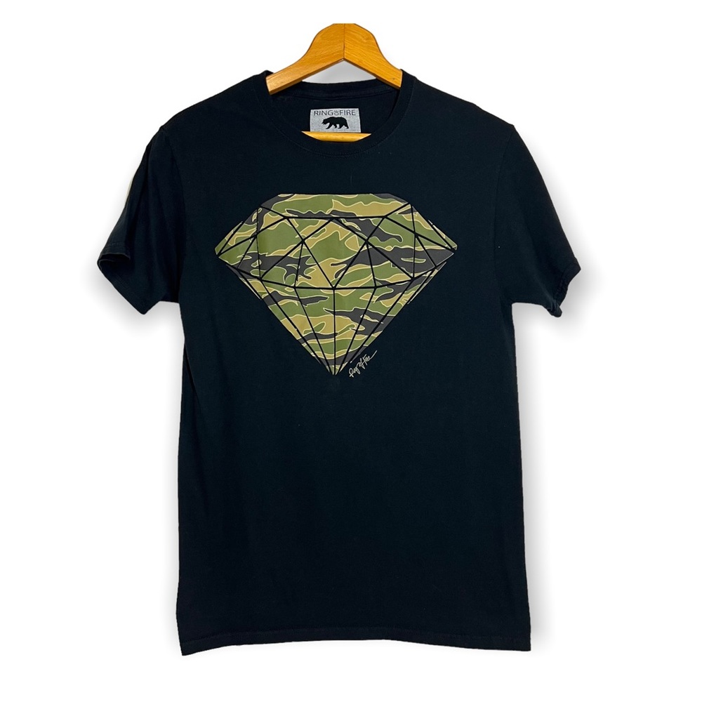 Ring of Fire Camo Diamond Black T Shirt